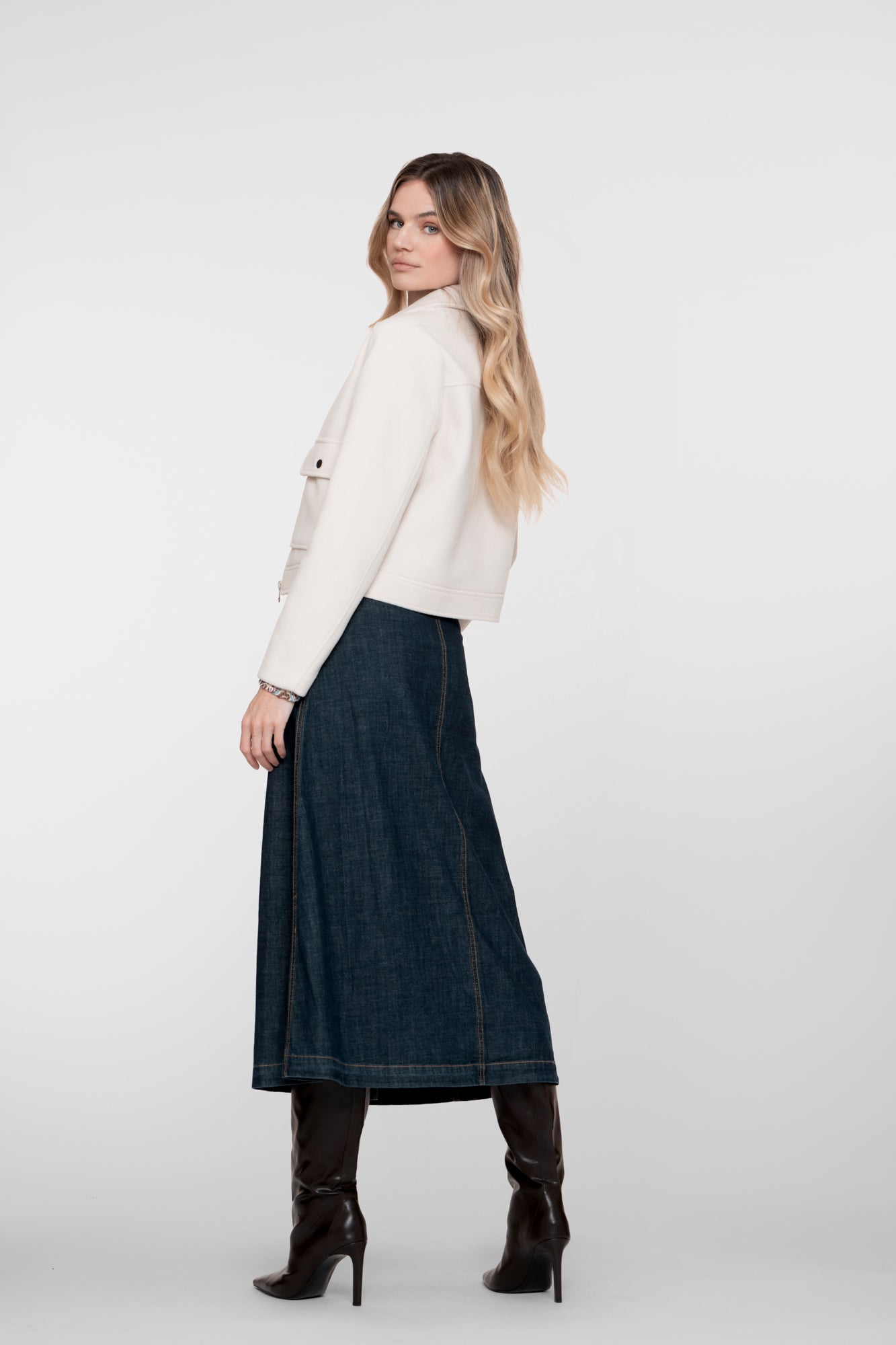 Geisha dames denim overslag rok