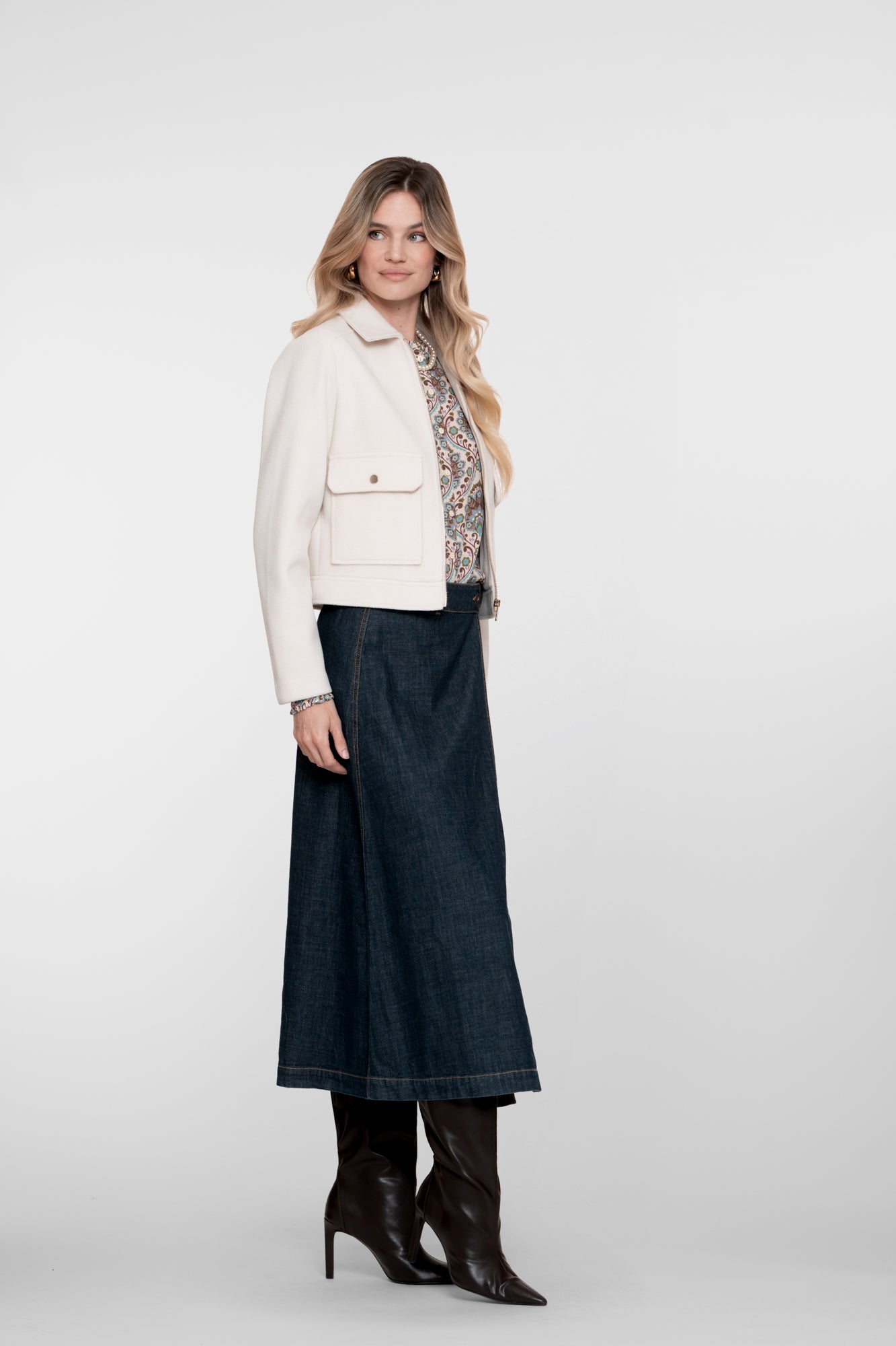 Geisha dames denim overslag rok