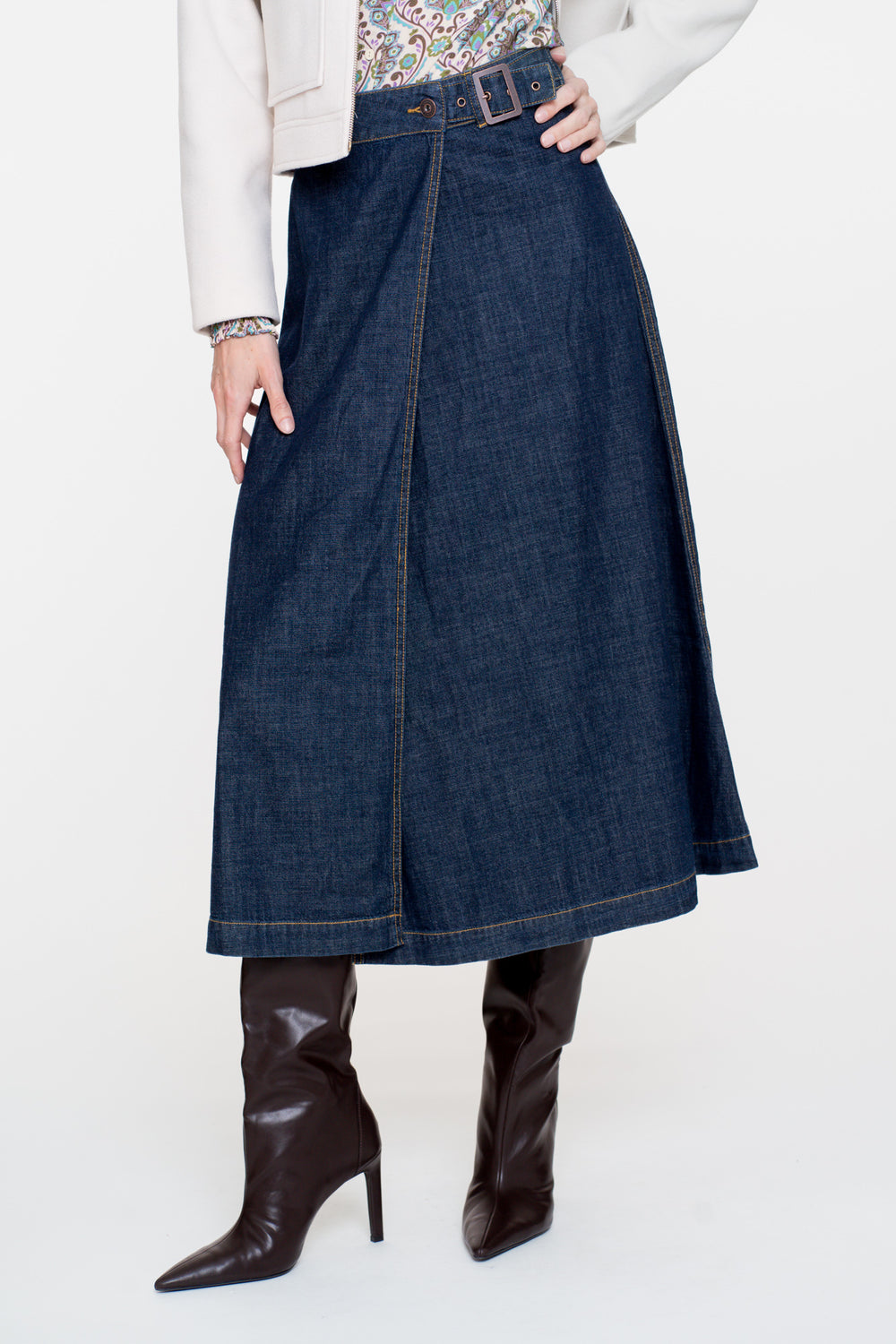 Geisha dames denim overslag rok