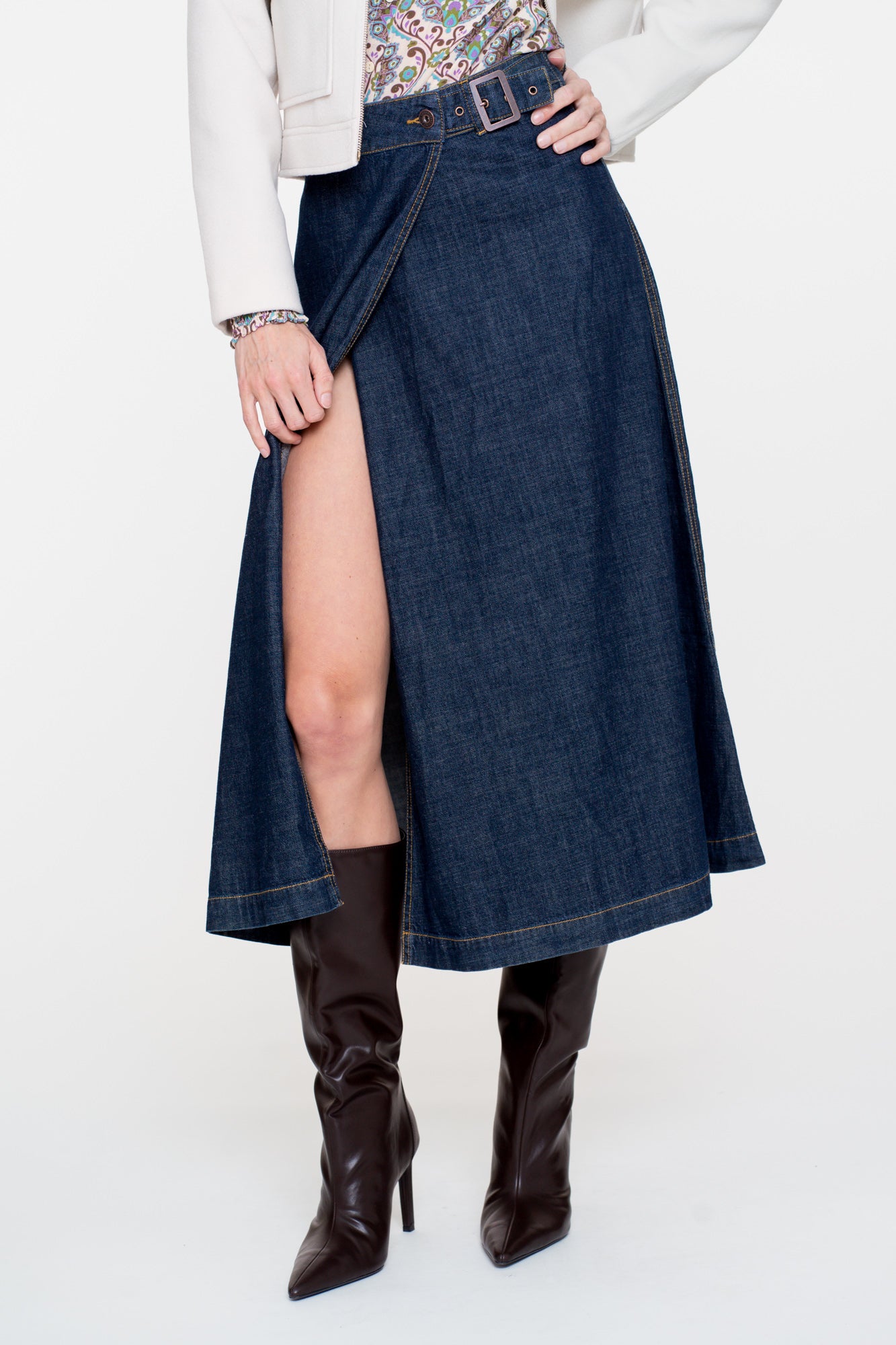 Geisha dames denim overslag rok