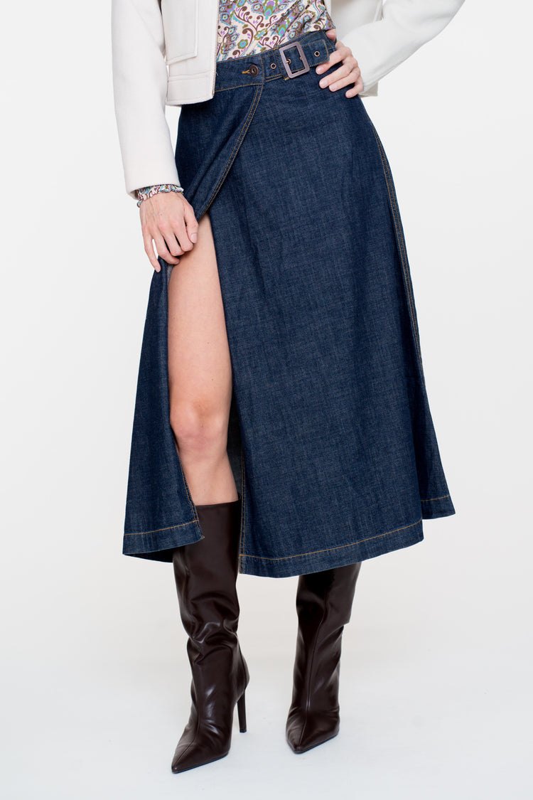 Geisha dames denim overslag rok