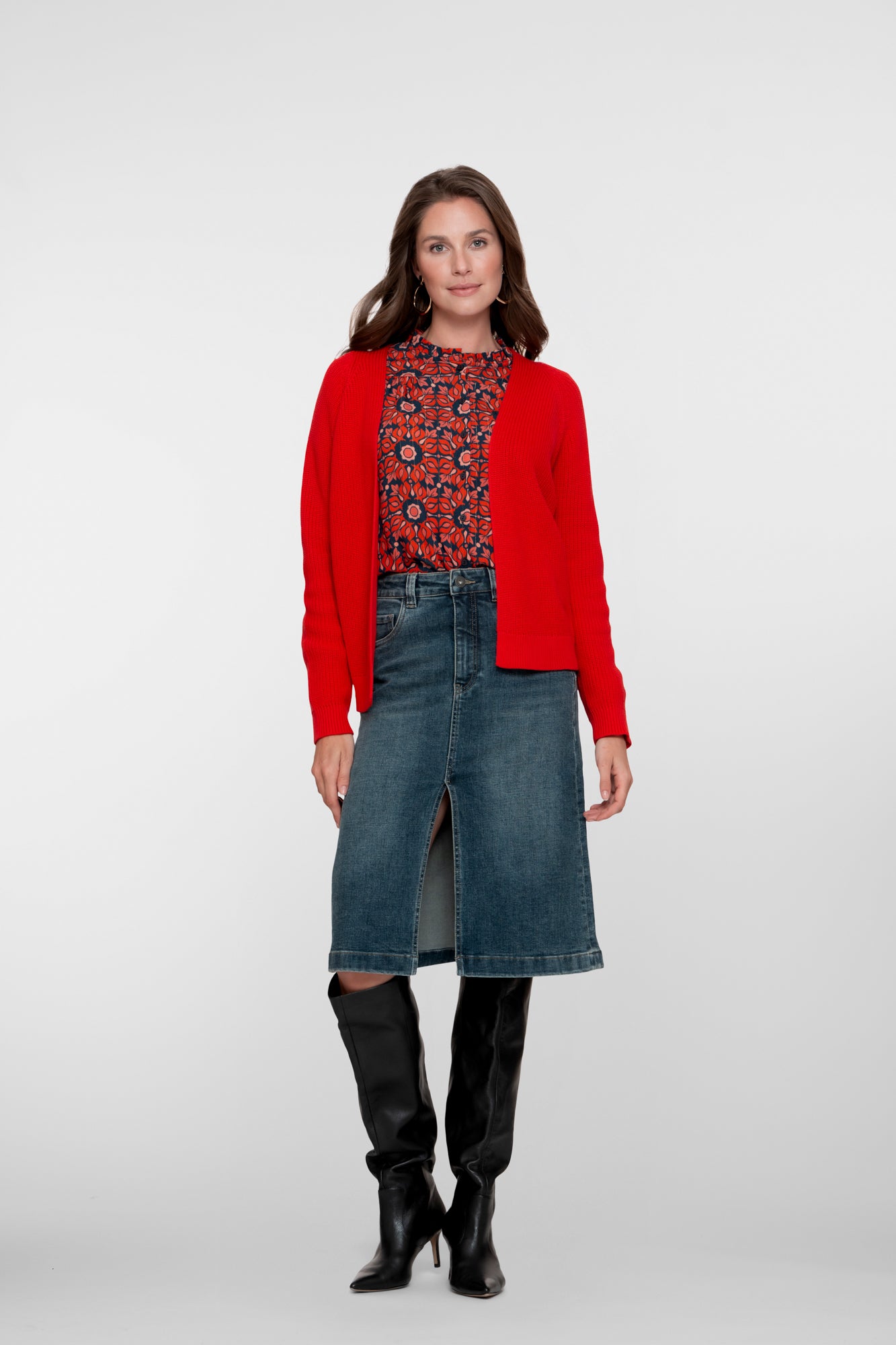 Geisha dames midi denim rok met split XS