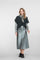 Geisha dames zilveren maxi-rok met leather look