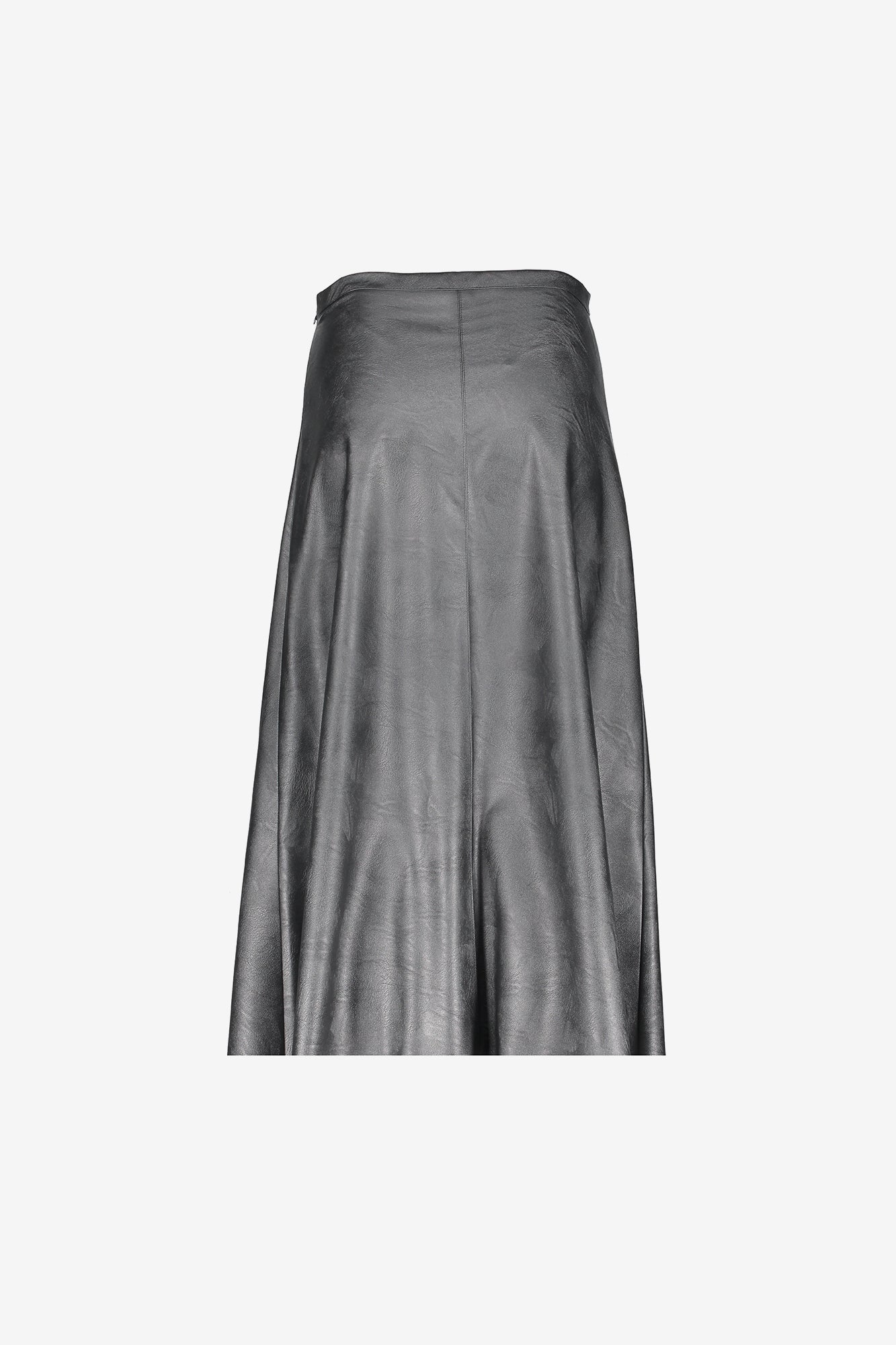 Geisha dames zilveren maxi-rok met leather look