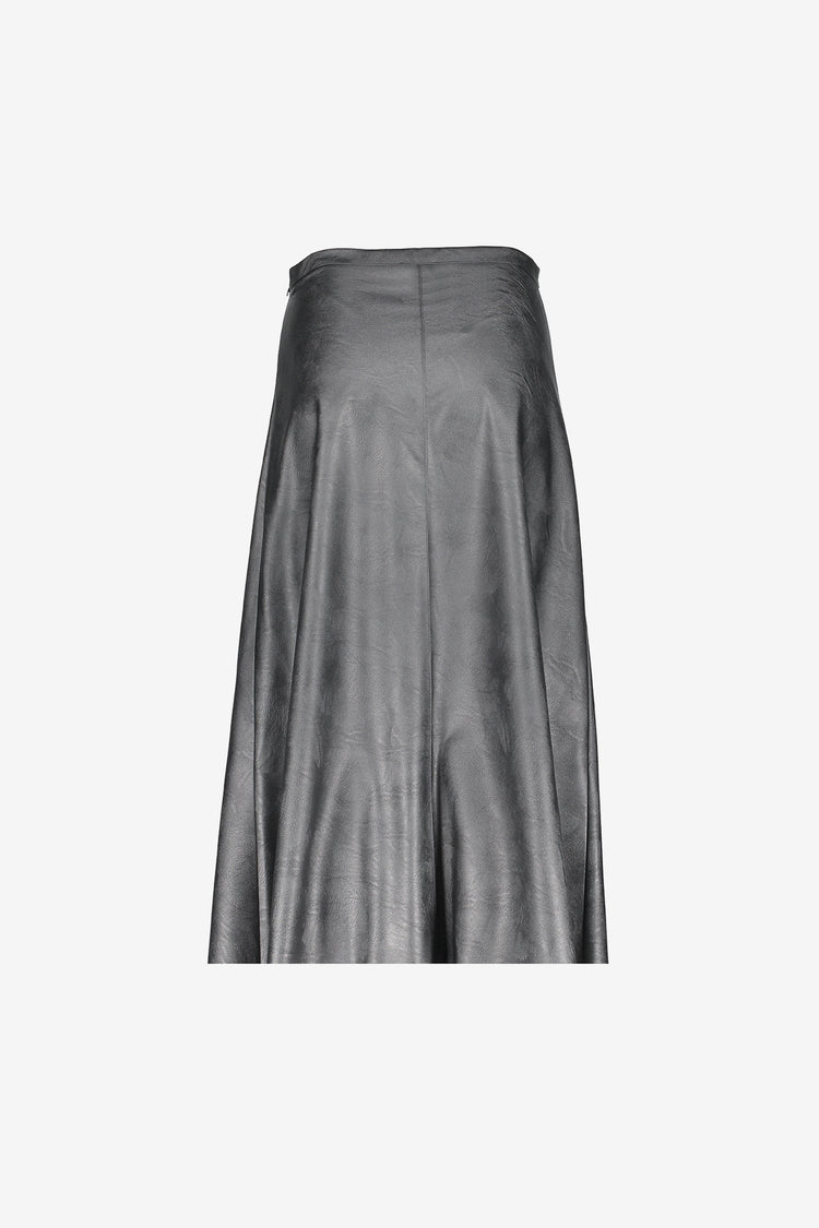 Geisha dames zilveren maxi-rok met leather look