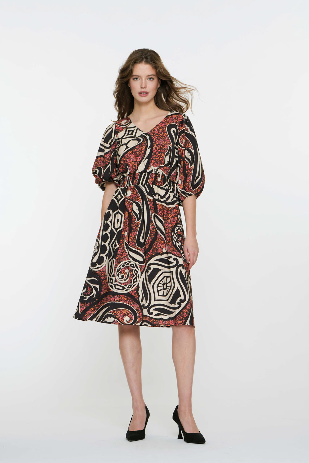 Geisha Fashion damesjurk met paisleyprint midi