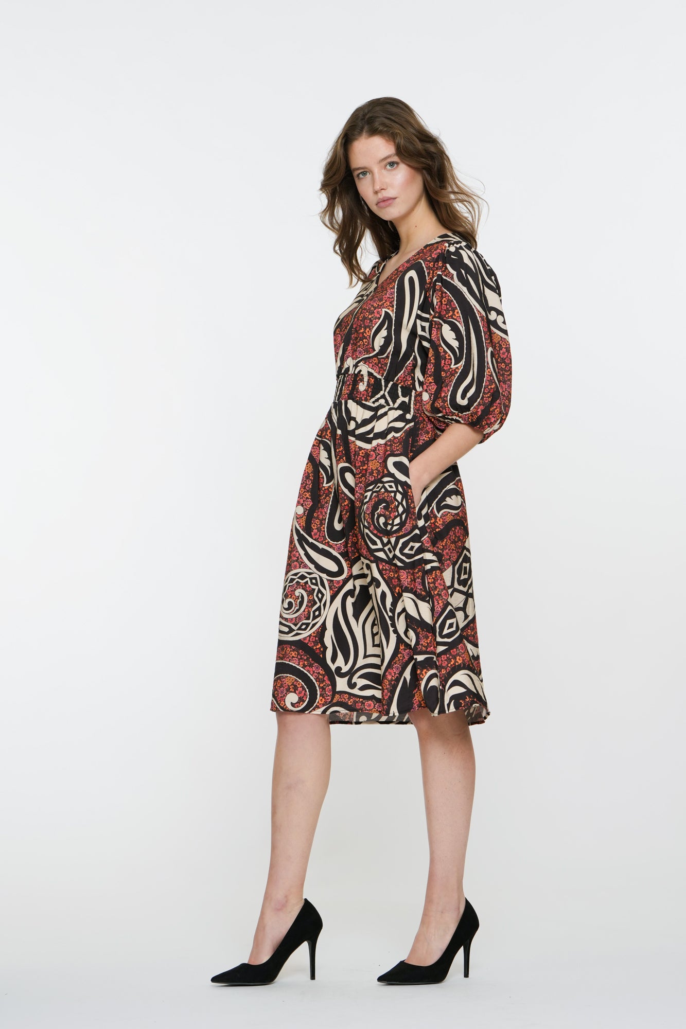 Geisha Fashion damesjurk met paisleyprint midi