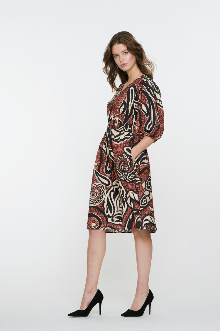 Geisha Fashion damesjurk met paisleyprint midi