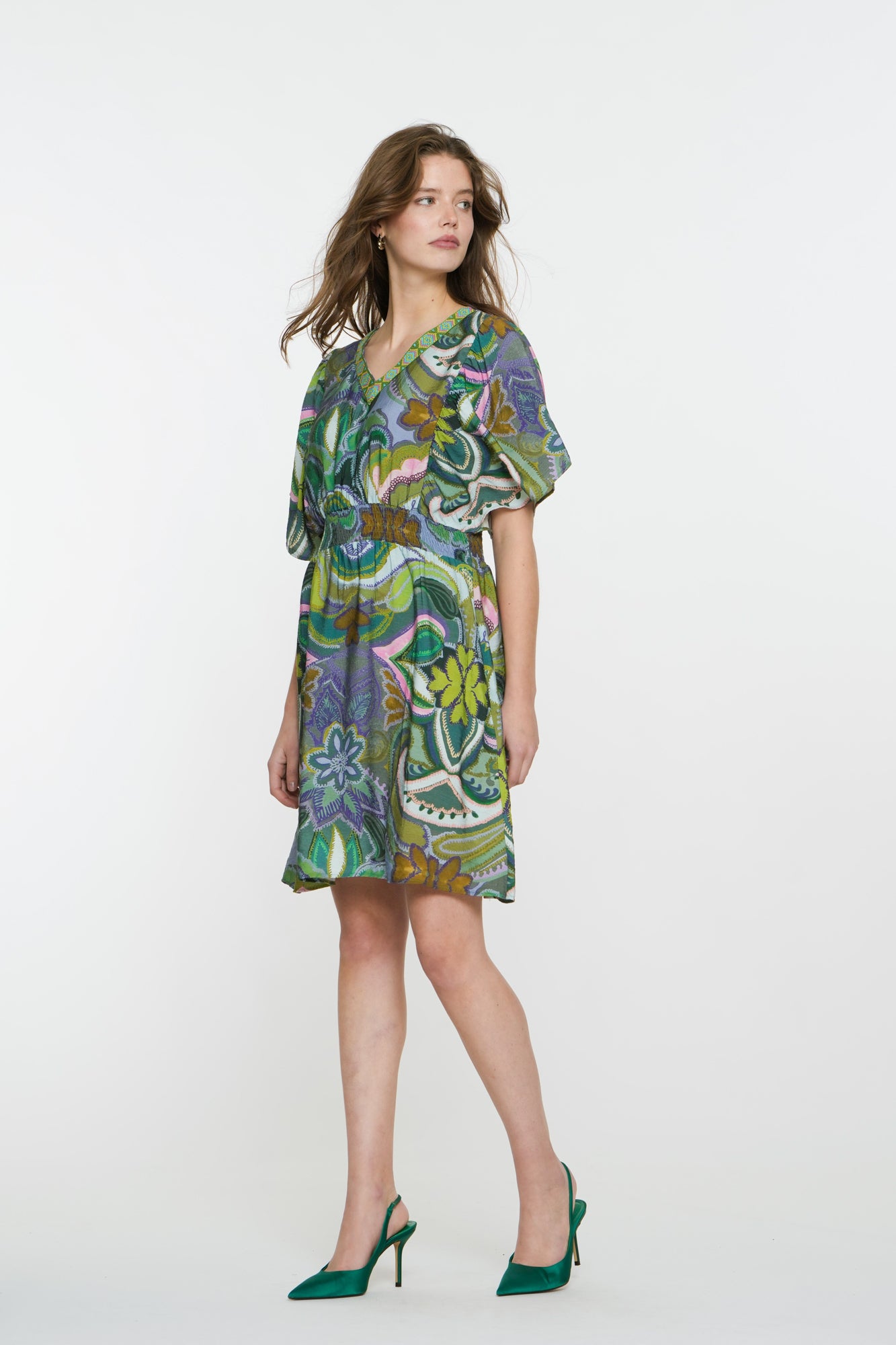 Geisha Fashion dames midi jurk met grafische print