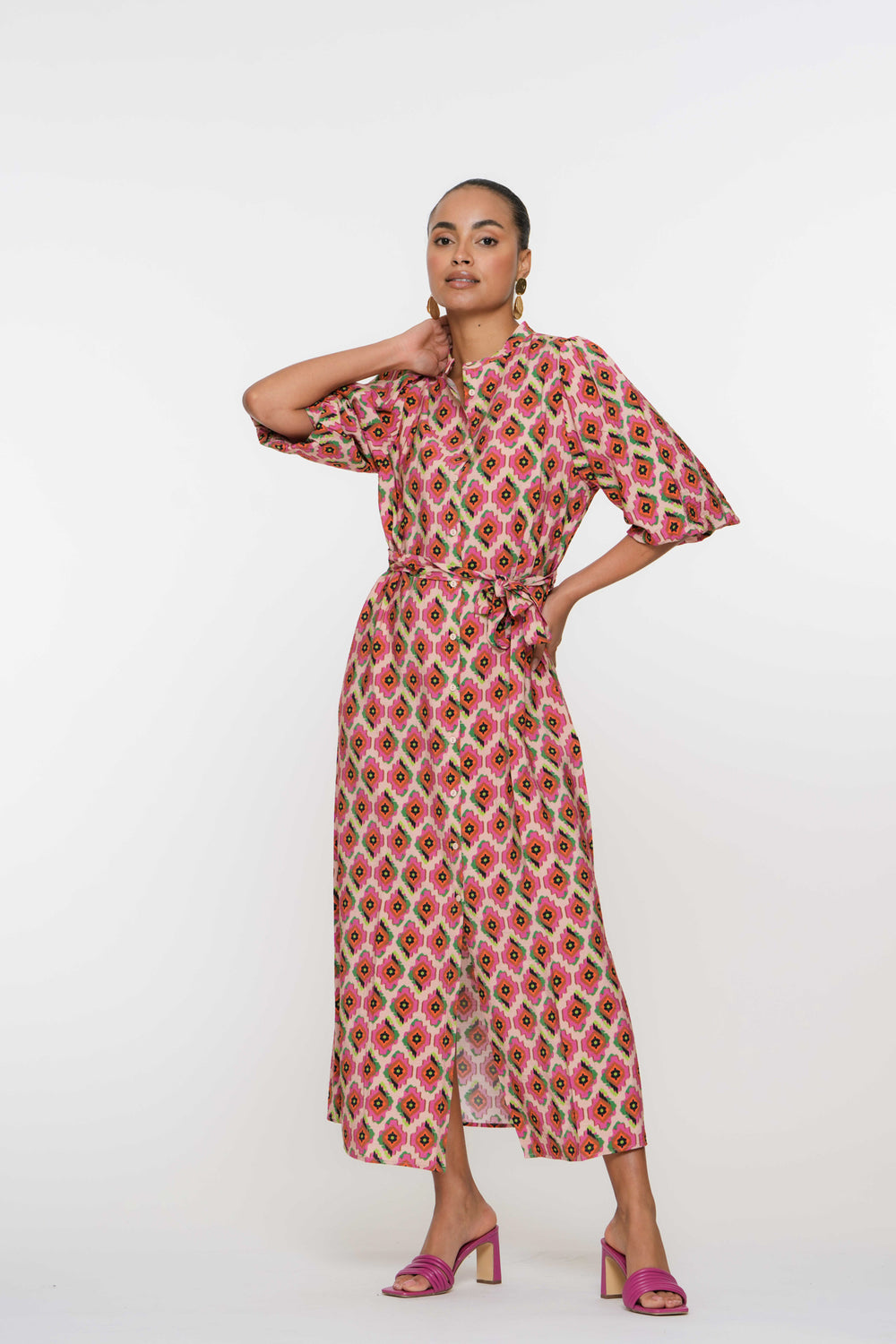 Geisha Fashion dames jurk met grafische print maxi lengte