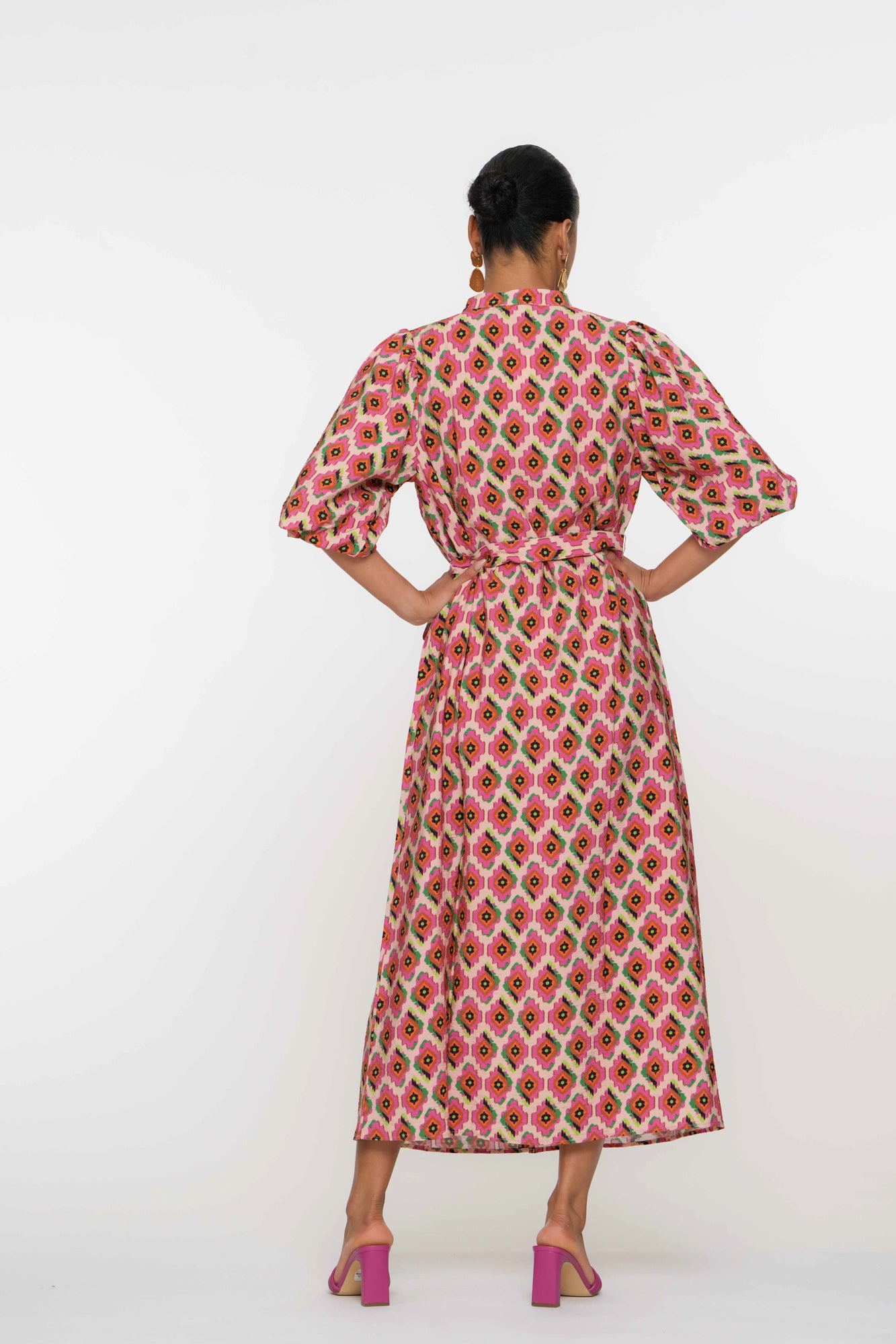 Geisha Fashion dames jurk met grafische print maxi lengte