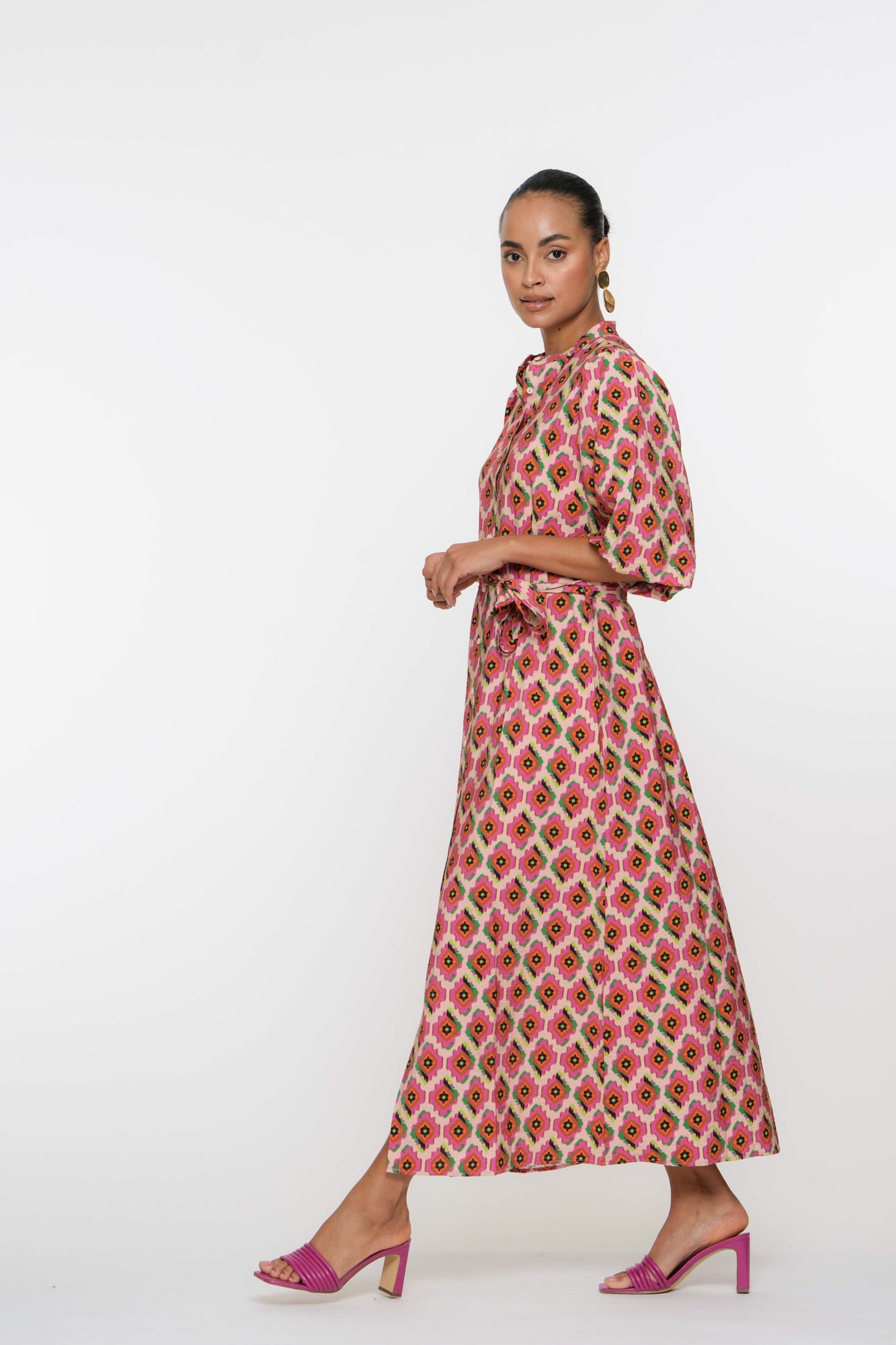 Geisha Fashion dames jurk met grafische print maxi lengte
