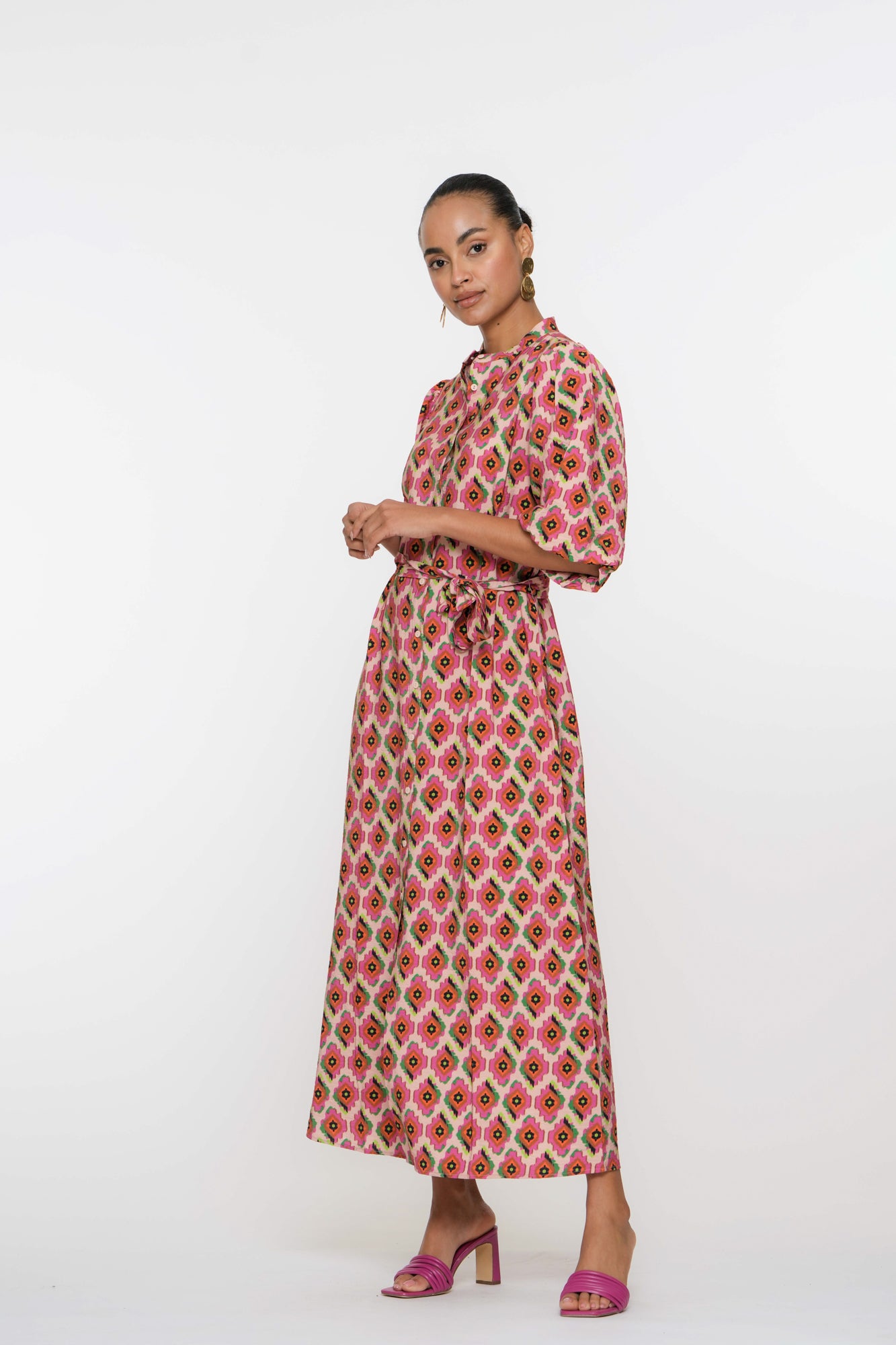 Geisha Fashion dames jurk met grafische print maxi lengte
