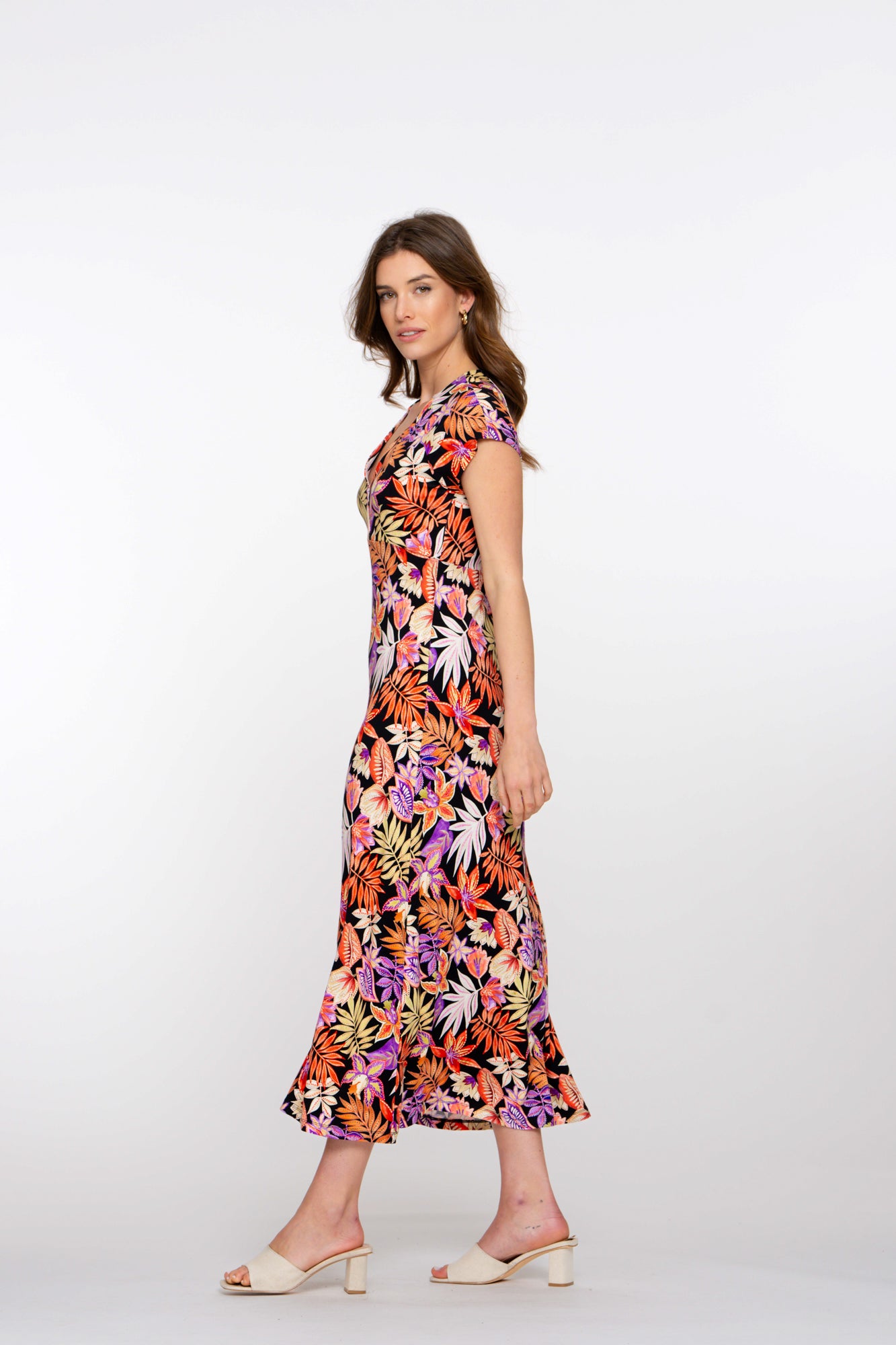 Geisha Fashion dames maxi-jurk met V-hals en print