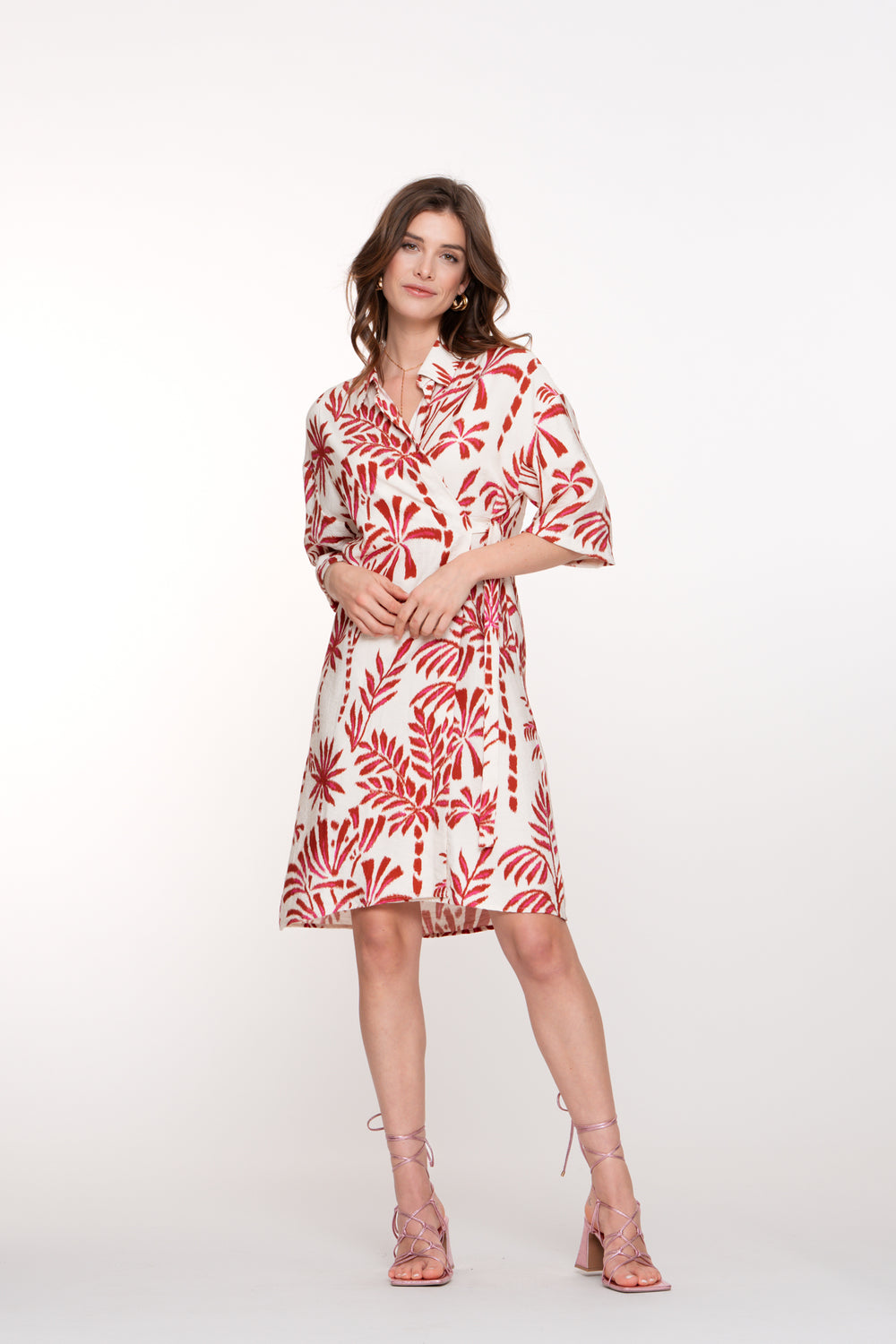 Geisha dames kaftan overslagjurk met palmprint