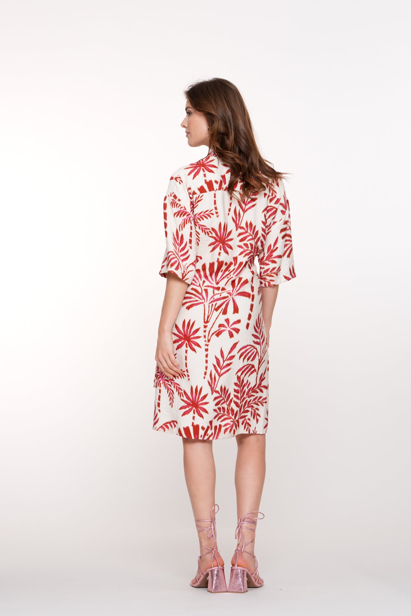 Geisha dames kaftan overslagjurk met palmprint