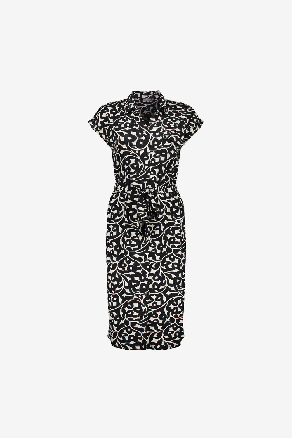 Geisha dames midi shirtdress met getailleerd strikdetail