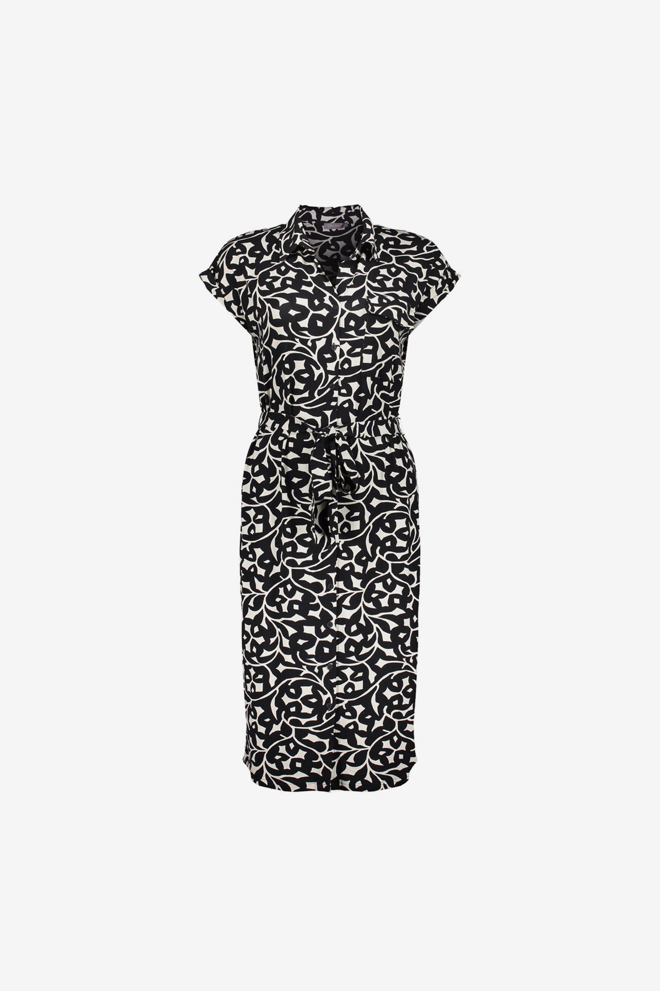 Geisha dames midi shirtdress met getailleerd strikdetail