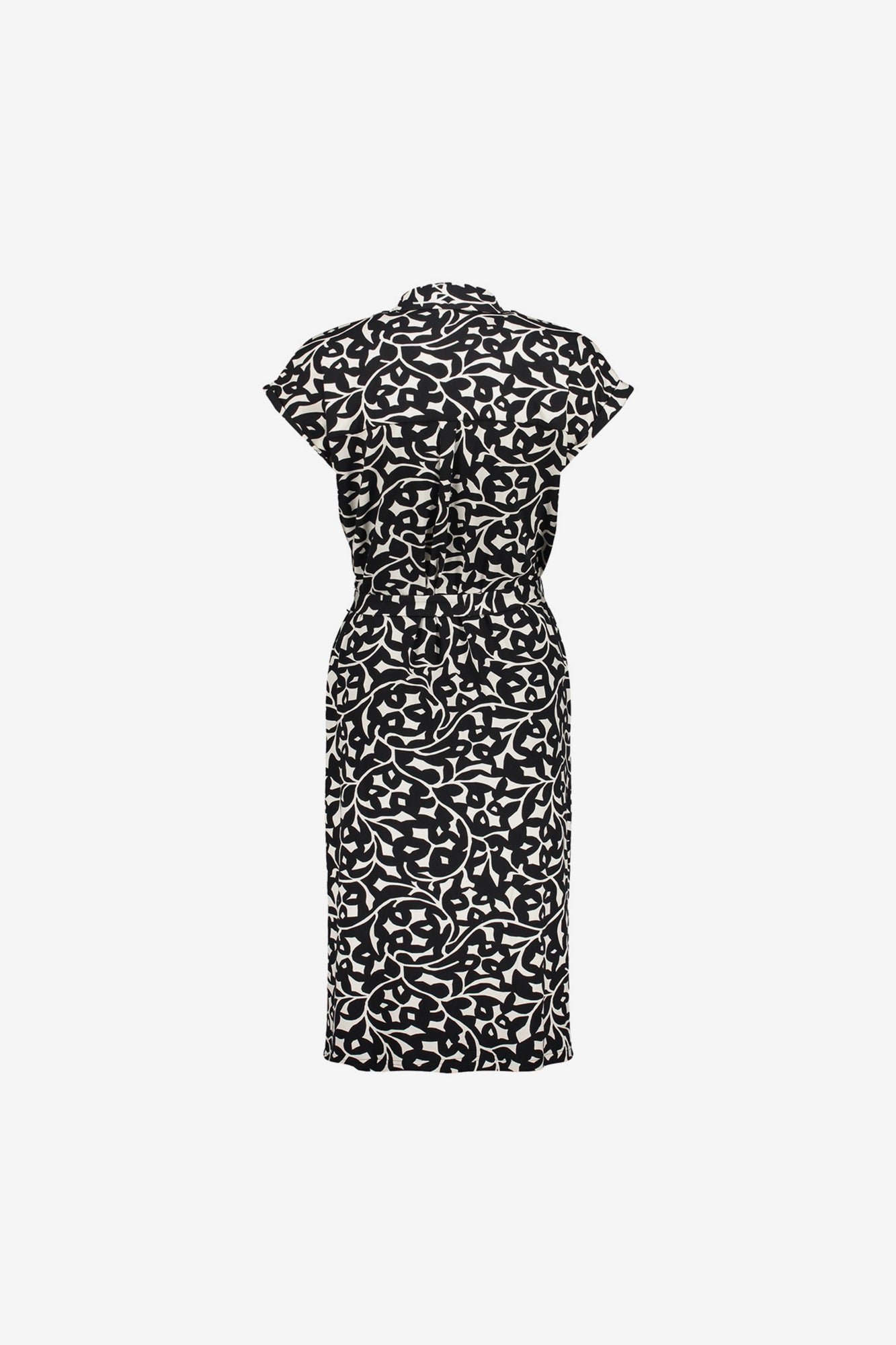 Geisha dames midi shirtdress met getailleerd strikdetail