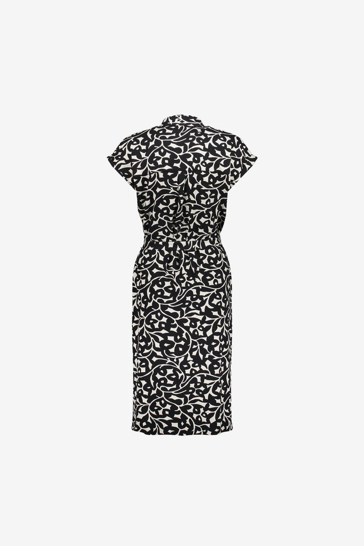 Geisha dames midi shirtdress met getailleerd strikdetail