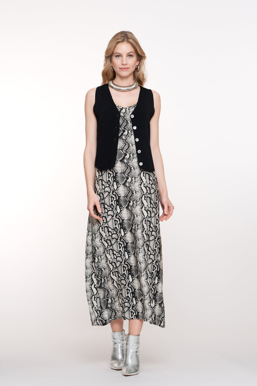 Geisha dames luchtige zomerse jurk met slangenprint