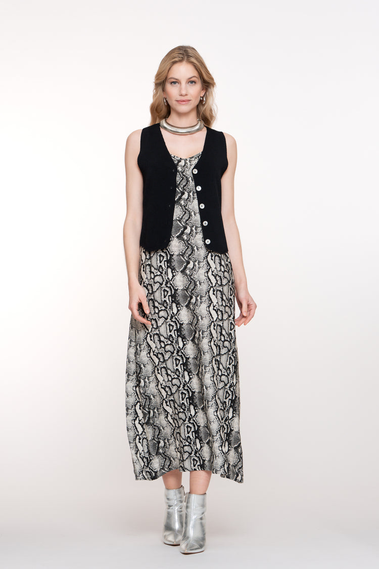 Geisha dames luchtige zomerse jurk met slangenprint