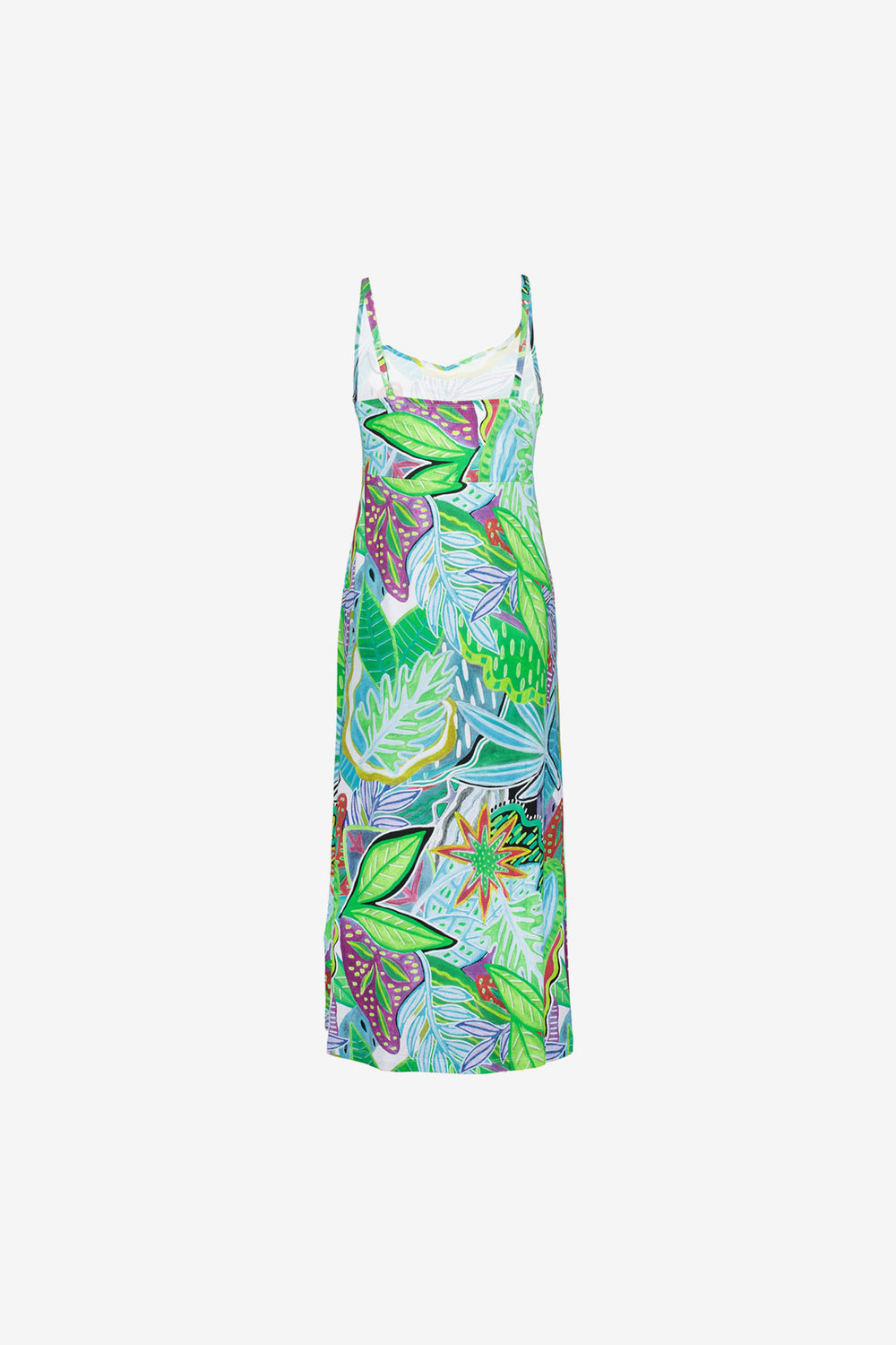 Geisha dames midi-jurk met spaghettibandjes en print