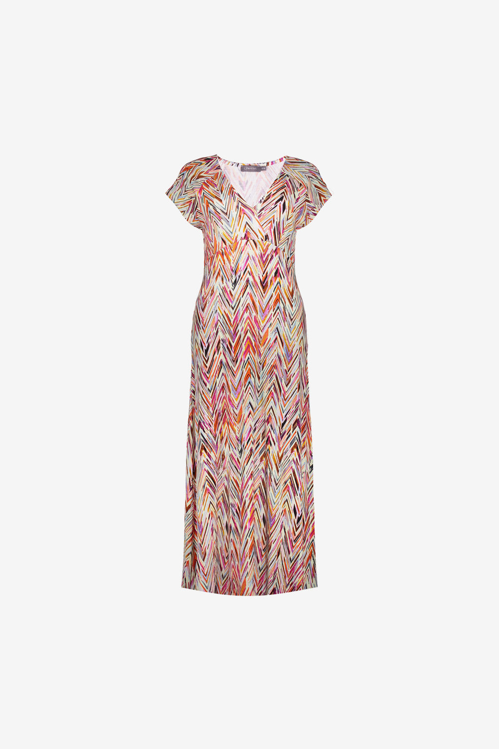 Geisha dames maxi-dress met V-hals en print