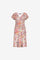Geisha dames midi jurk met V-hals en print