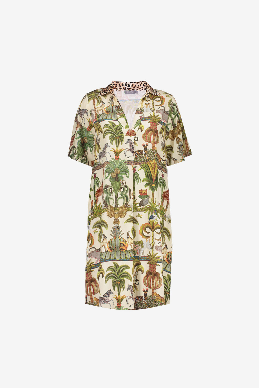 Geisha dames korte kaftan jurk met jungle print