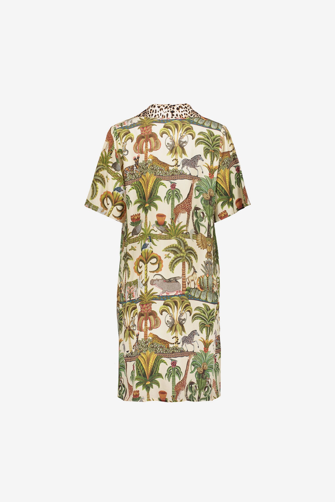 Geisha dames korte kaftan jurk met jungle print