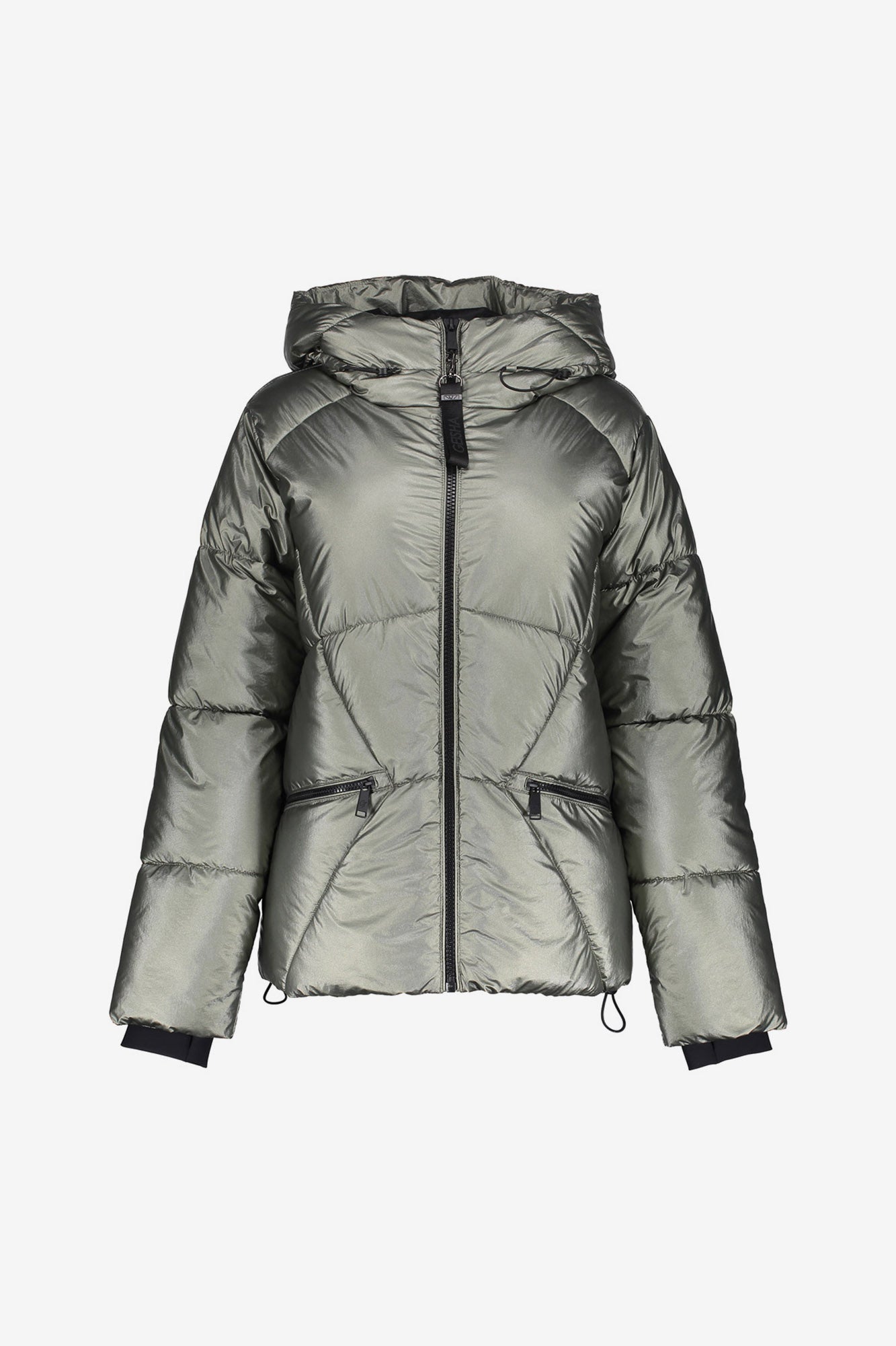 Geisha dames korte metallic pufferjas