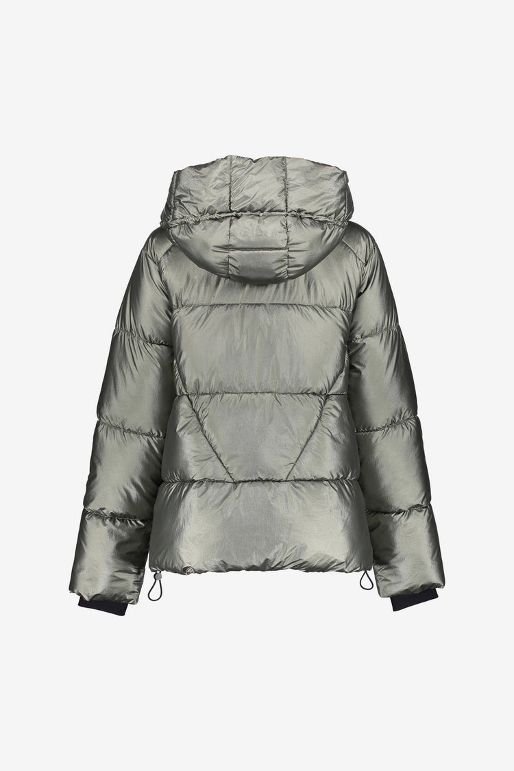 Geisha dames korte metallic pufferjas