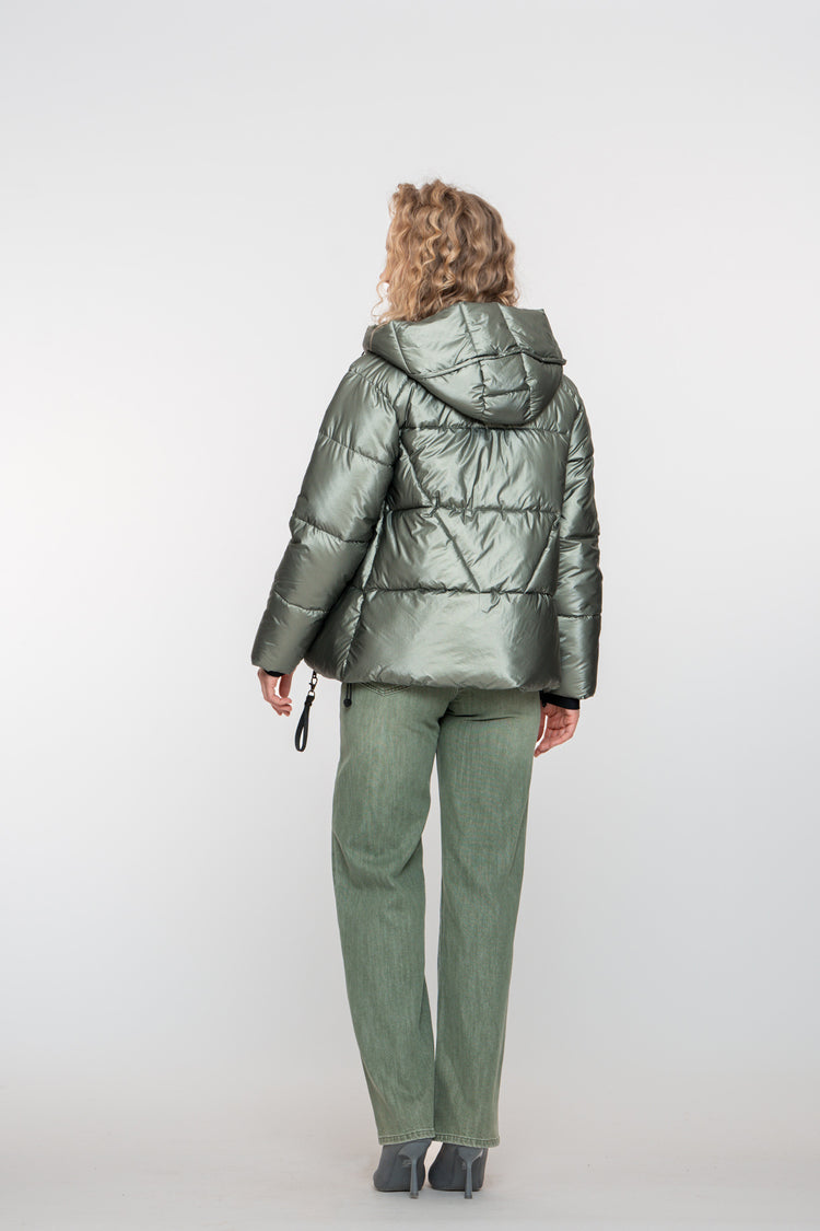 Geisha dames korte metallic pufferjas