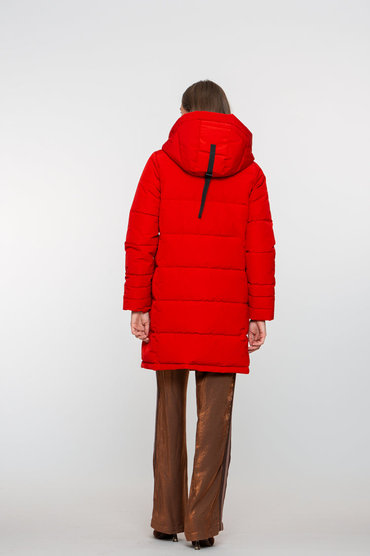 Geisha dames donzen parka met opstaande kraag
