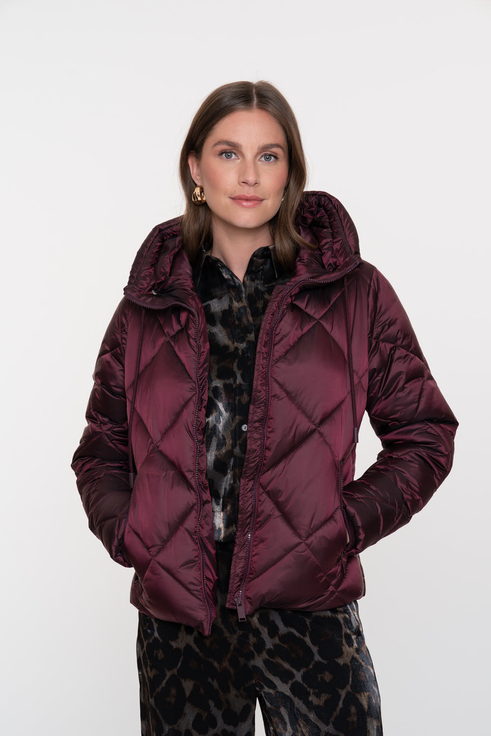 Geisha dames burgundy padded korte jas