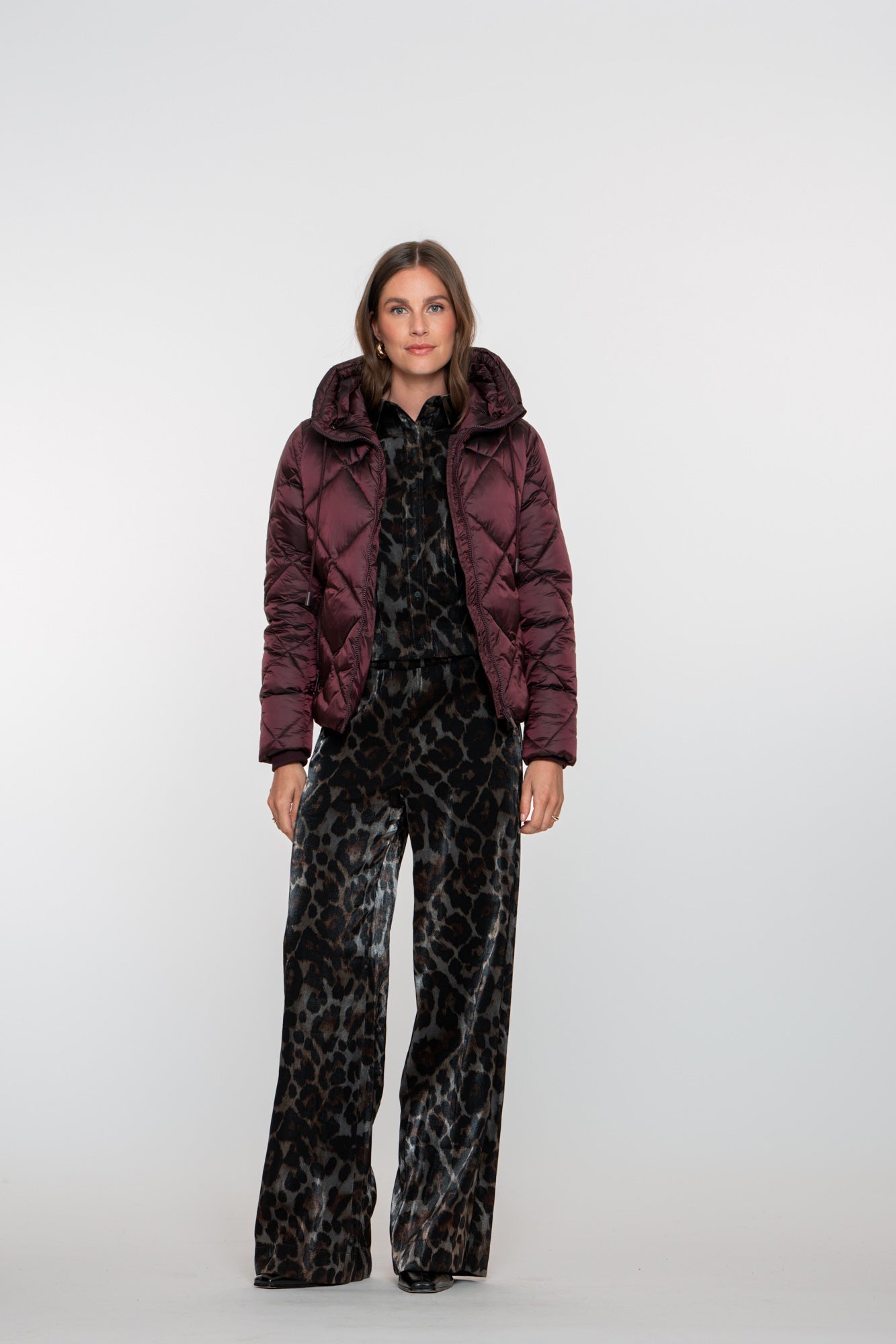 Geisha dames burgundy padded korte jas