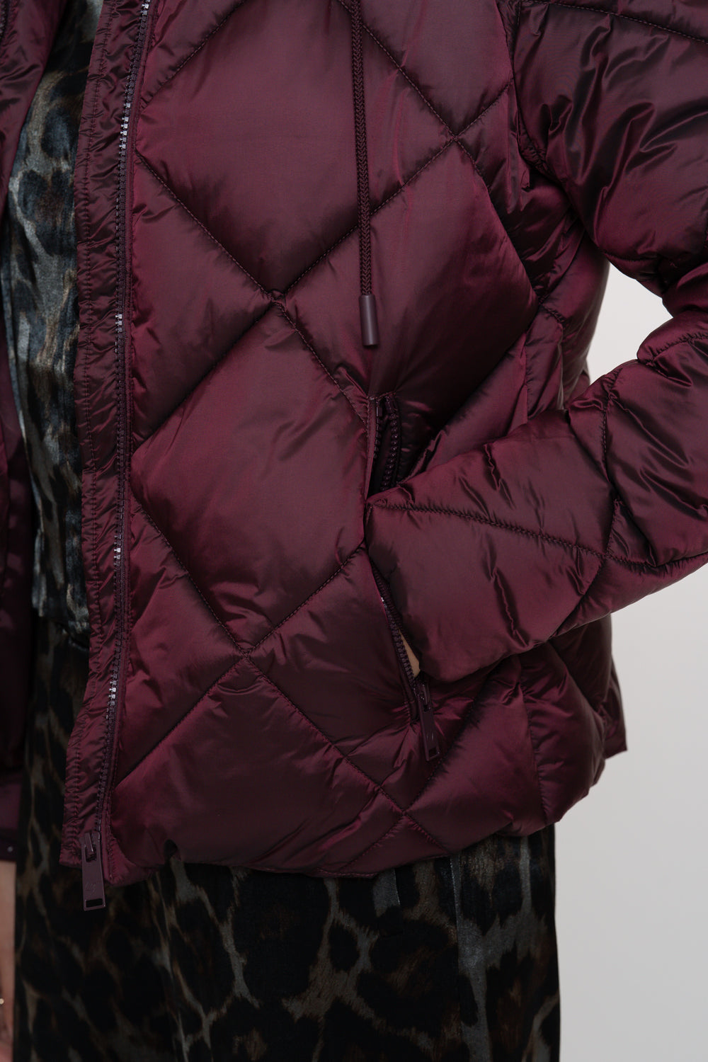 Geisha dames burgundy padded korte jas