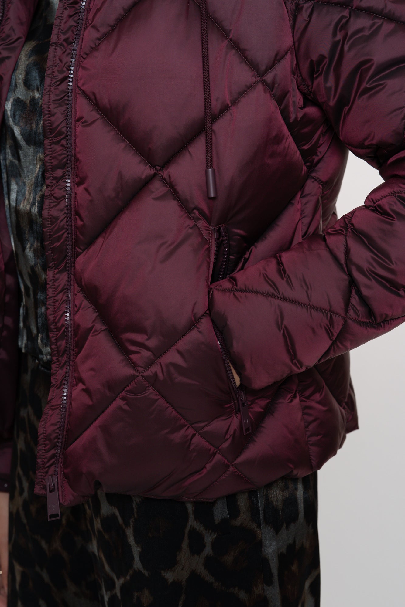 Geisha dames burgundy padded korte jas