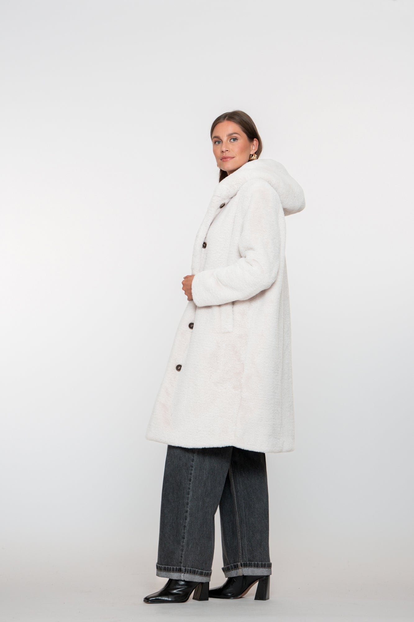 Geisha dames faux fur mantel jas