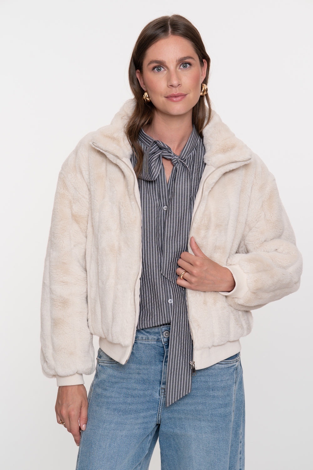 Geisha dames short faux fur jas