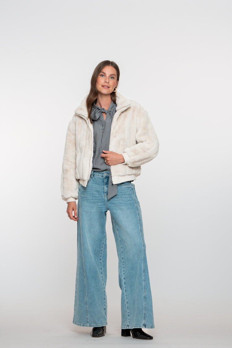 Geisha dames short faux fur jas