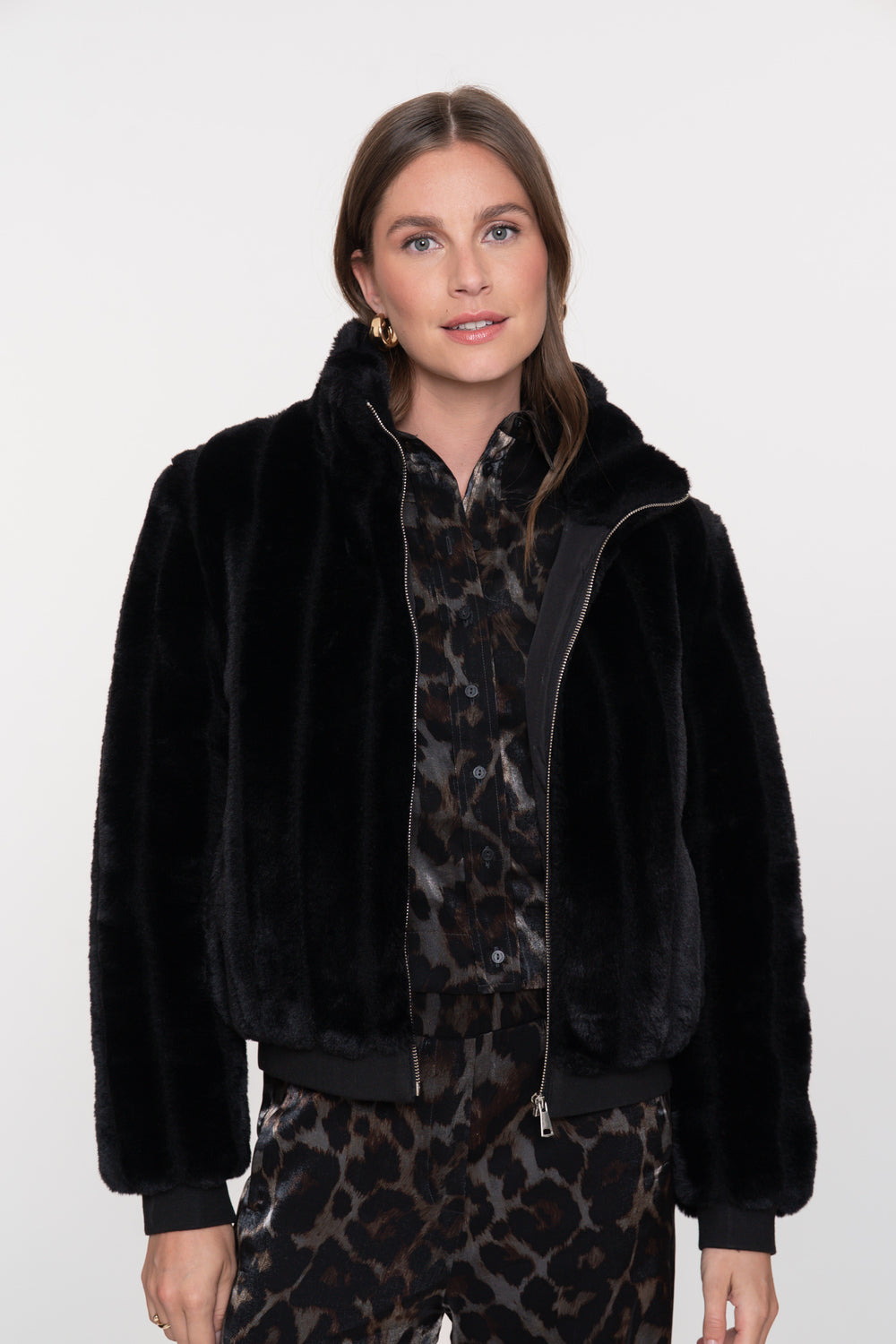Geisha dames short faux fur jas