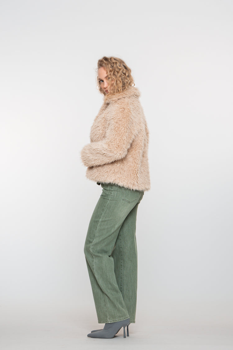 Geisha dames kort furry jacket