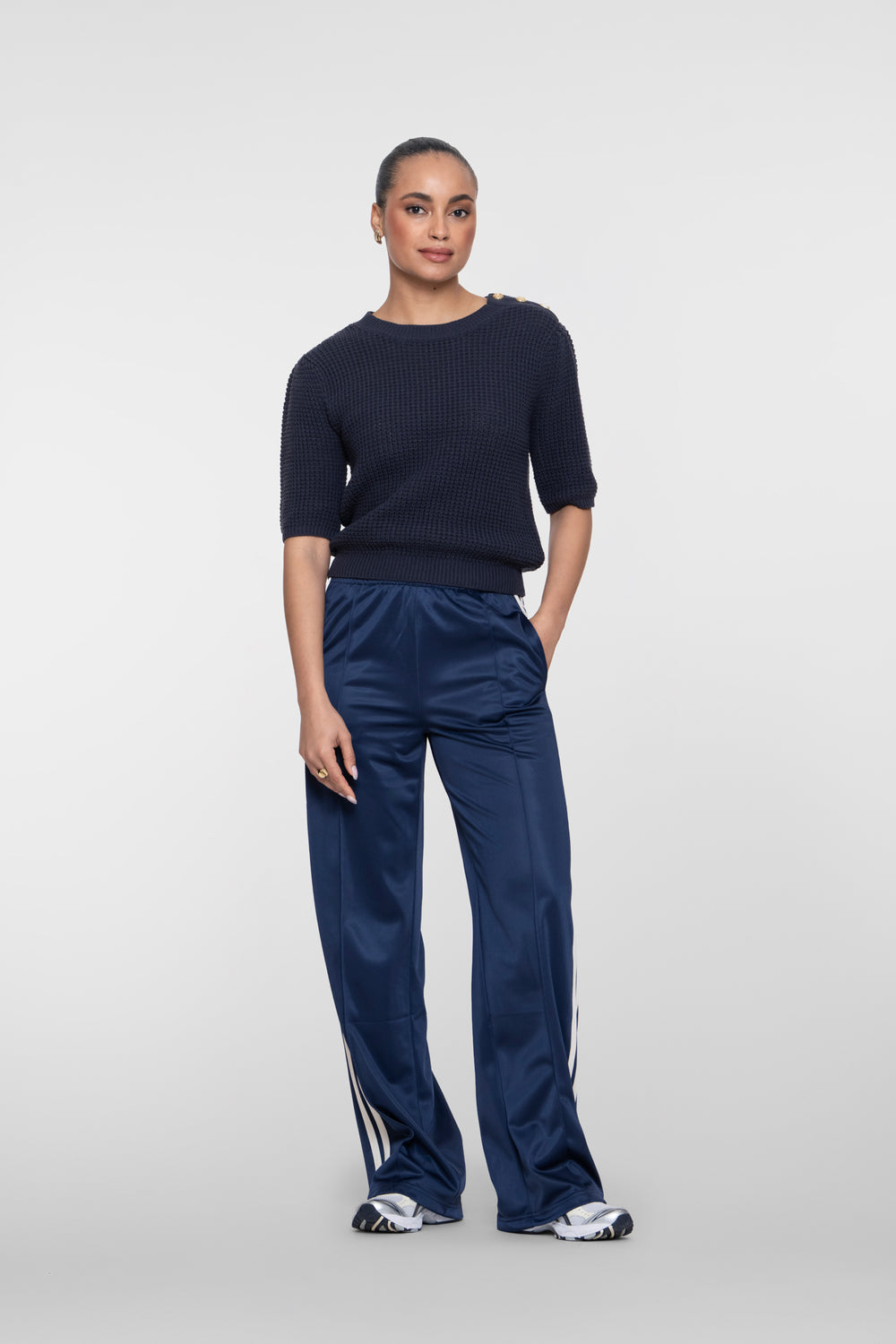 Geisha jogginsbroek wijde trackpants met bies