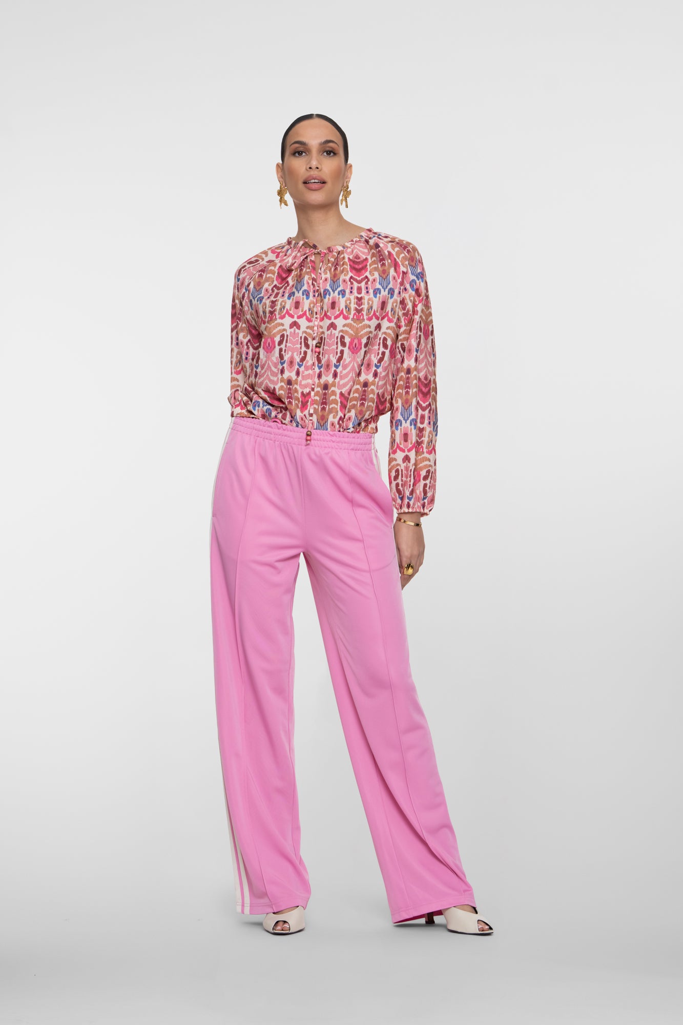 Geisha wijde trackpants met bies