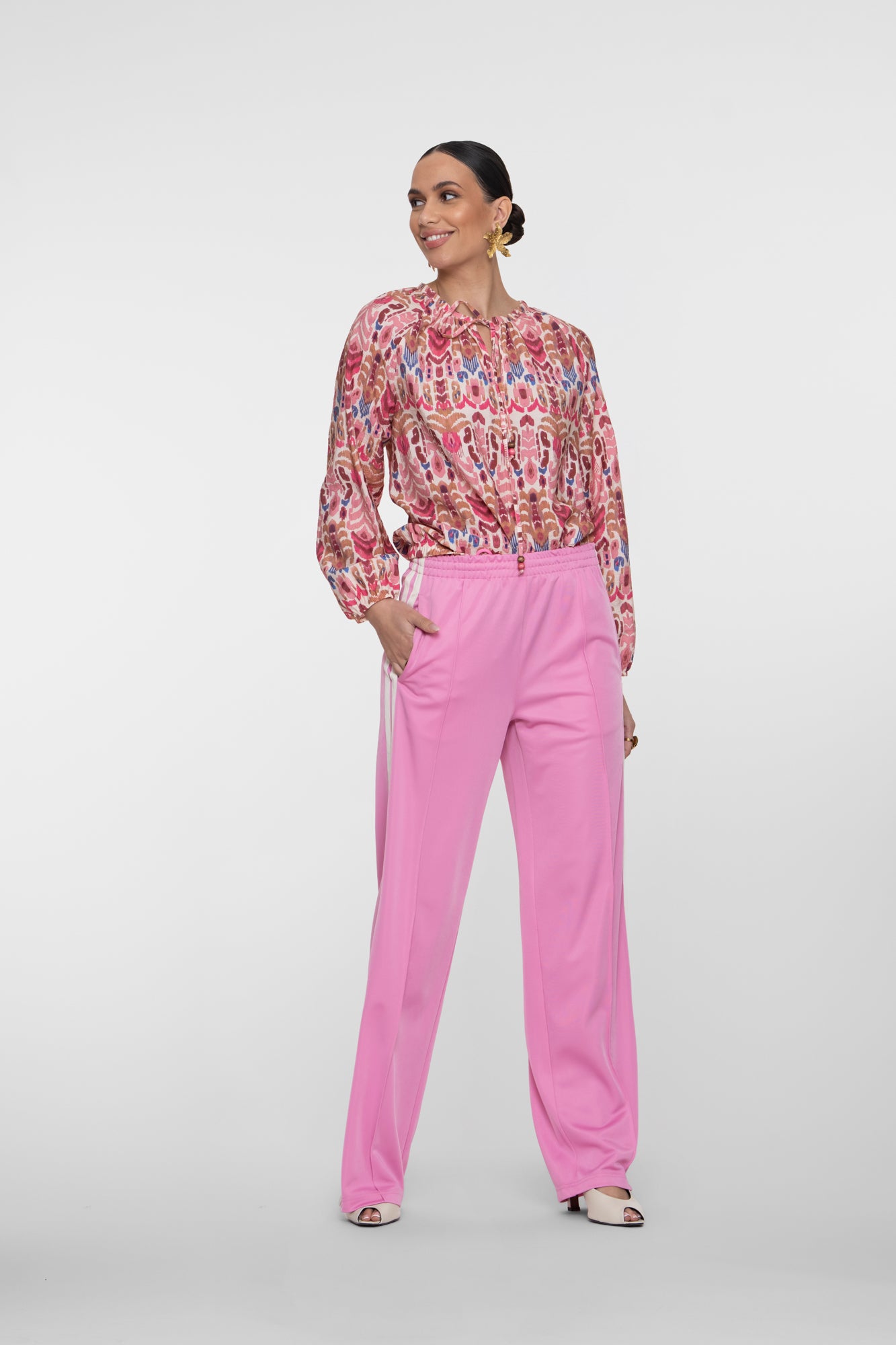 Geisha wijde trackpants met bies