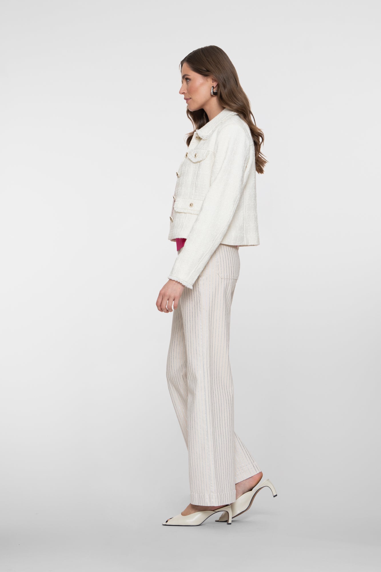 Geisha jeans met metallic streepdessin