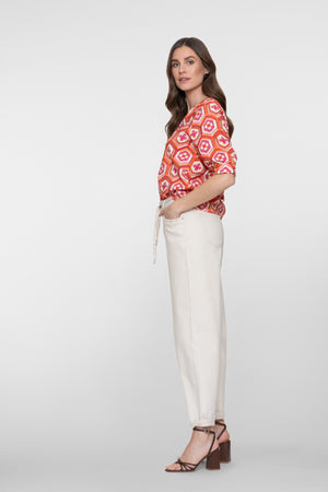 Geisha jeans met relaxed fit en omslag