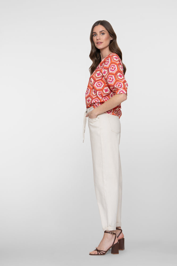 Geisha jeans met relaxed fit en omslag